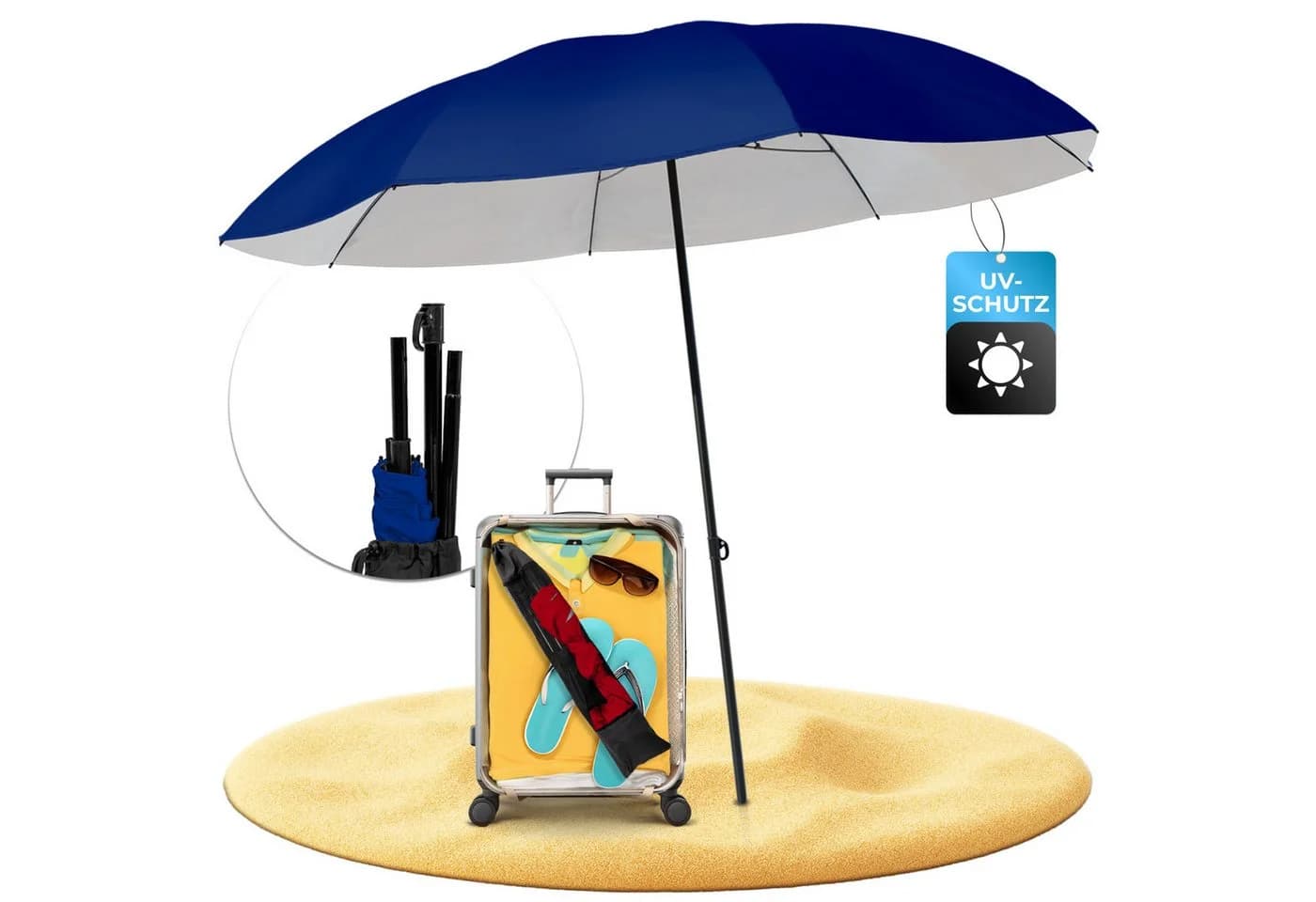Styngard Reise-Sonnenschirm Nizza Blau UV50+ Faltbar - Bild 2