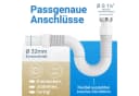 Lobenswerk Siphon SuperFlex Ablaufgarnitur ausziehbar 320-890mm Aluminium Mutter Bild 3