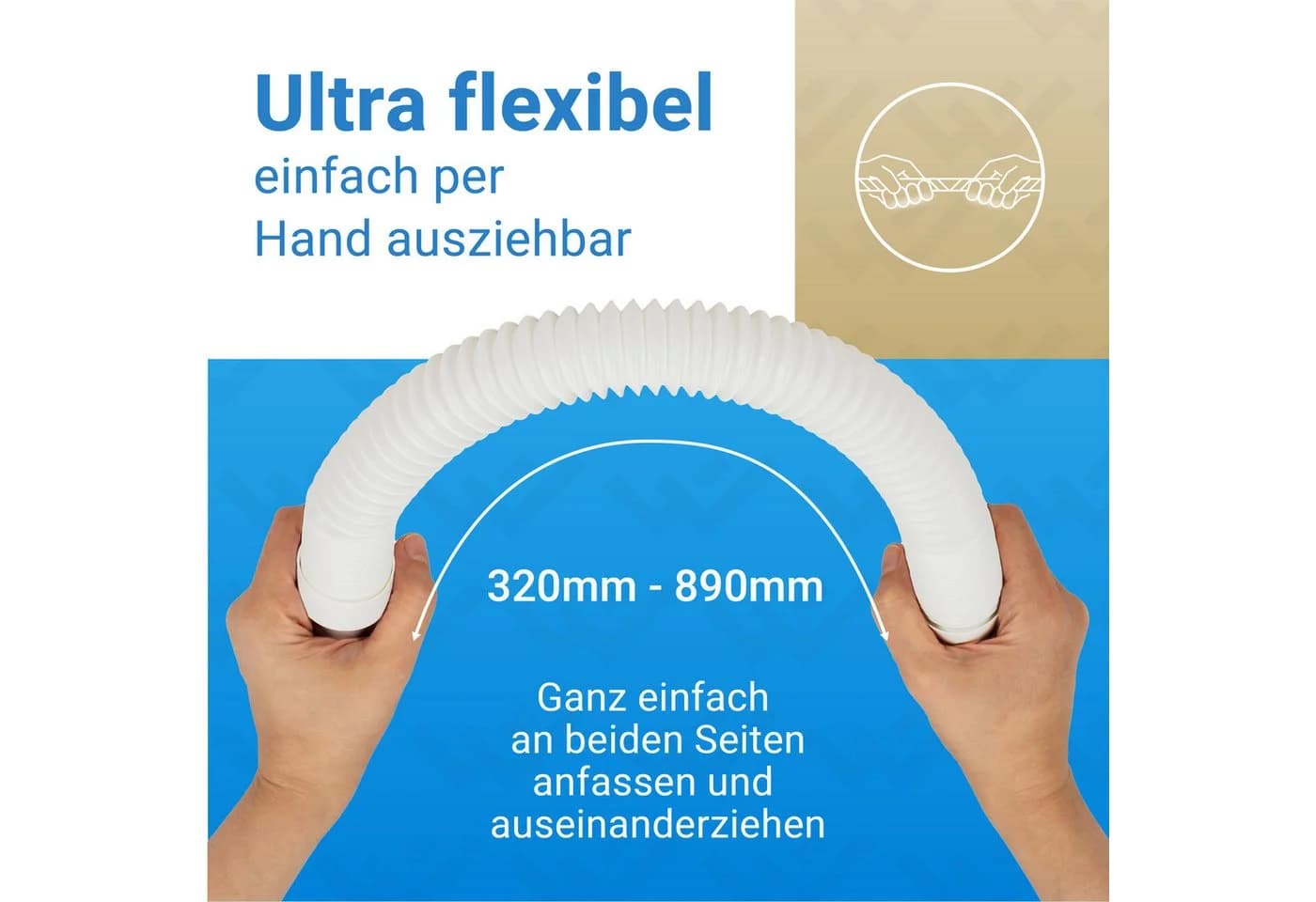 Lobenswerk Siphon SuperFlex Ablaufgarnitur ausziehbar 320-890mm Aluminium Mutter - Bild 4