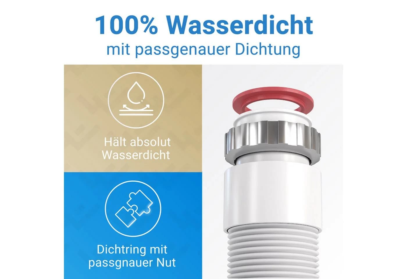 Lobenswerk Siphon SuperFlex Ablaufgarnitur ausziehbar 320-890mm Aluminium Mutter - Bild 5