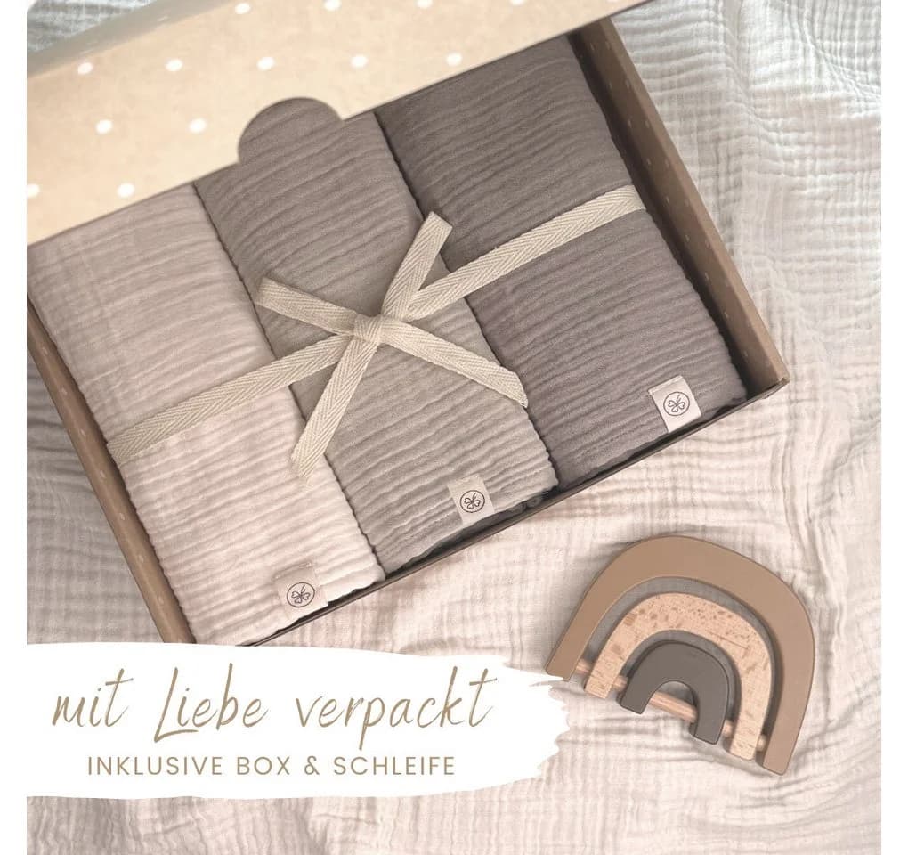 DIKOS Babydecke Mulltücher 3er-SET Gekreppt Bio-Baumwolle Grau - Bild 4