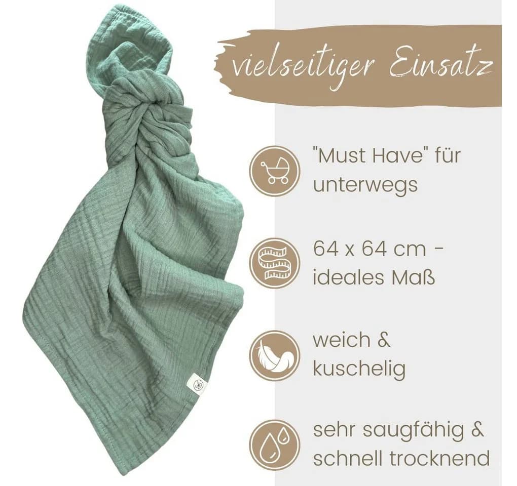 DIKOS Babydecke Mulltücher 4er-SET Gekreppt BIO-Baumwolle Mint Creme - Bild 5