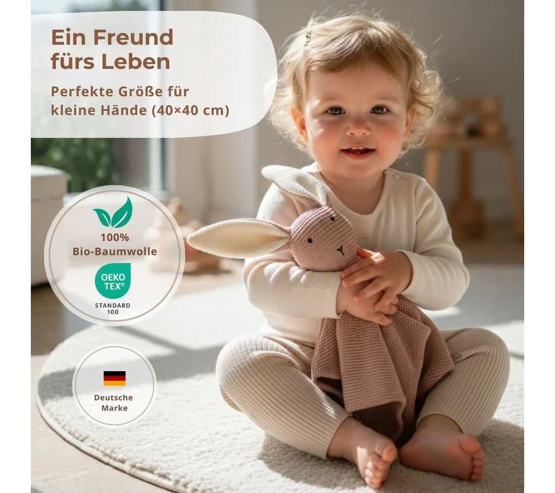 DIKOS Kuscheltuch SCHMUSE-Hase mit Söckchen 100% Bio-Baumwolle - Bild 3