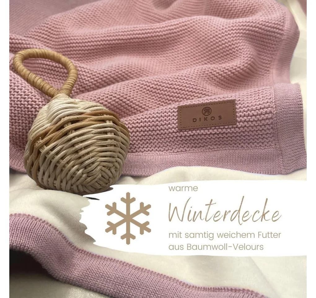 DIKOS Babydecke Winterdecke Neugeborene Altrosa Grau Baumwolle/Velours OEKO-TEX®