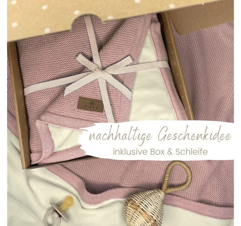 DIKOS Babydecke Winterdecke Neugeborene Altrosa Grau Baumwolle/Velours OEKO-TEX® - Bild 3