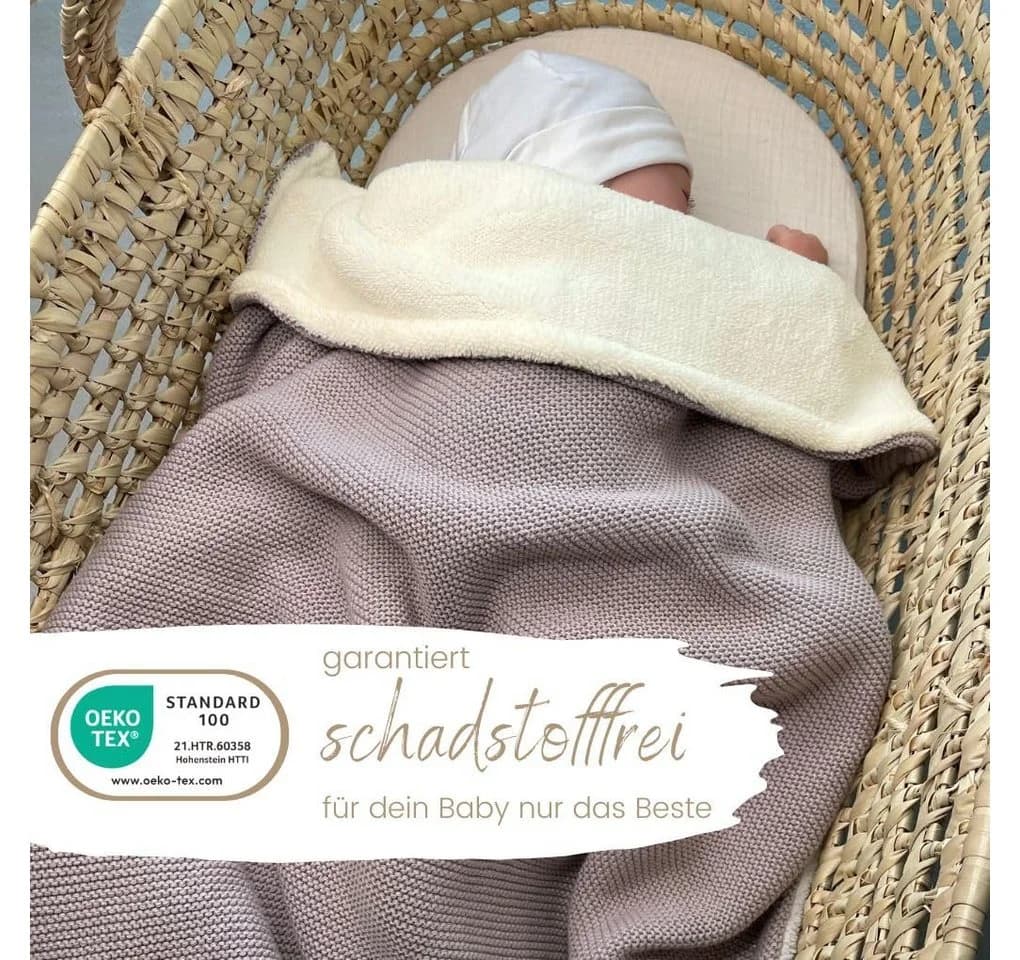 DIKOS Babydecke Winterdecke Neugeborene Baumwolle/Fleece OEKO-TEX® Kinderwagendecke Altrosa/Grau - Bild 4
