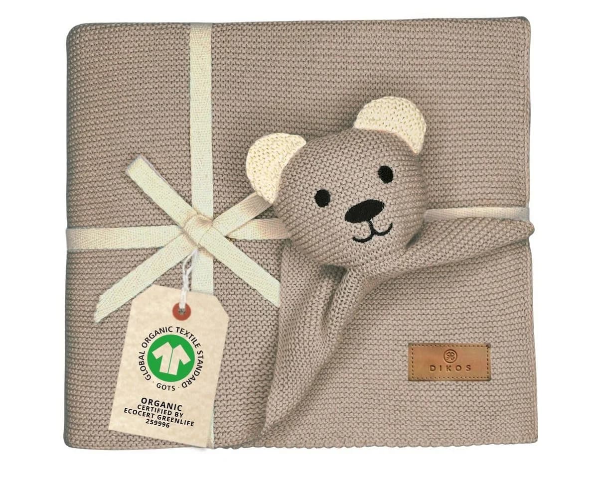 DIKOS Babydecke SCHMUSE-Bär 100% Bio Baumwolle Geschenkset - Bild 2