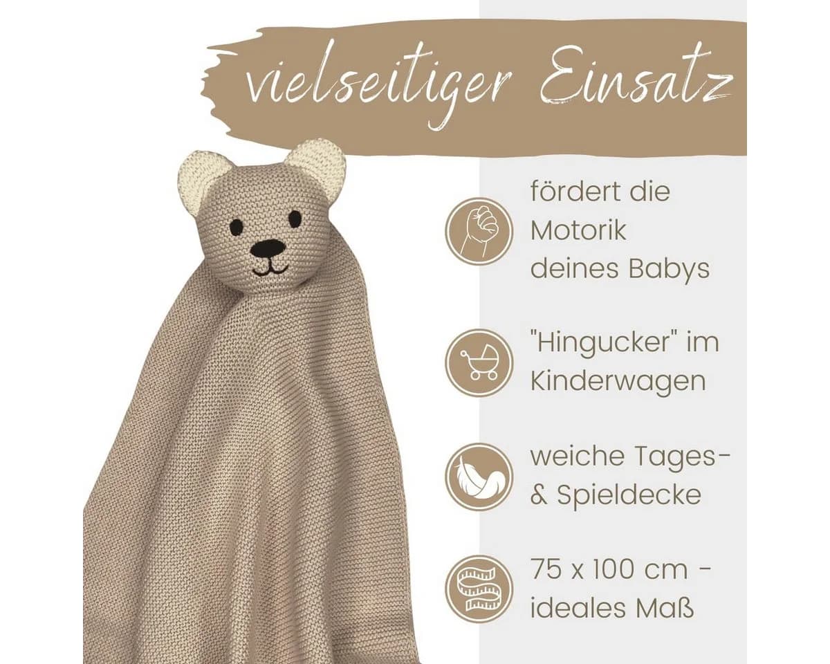 DIKOS Babydecke SCHMUSE-Bär 100% Bio Baumwolle Geschenkset - Bild 4