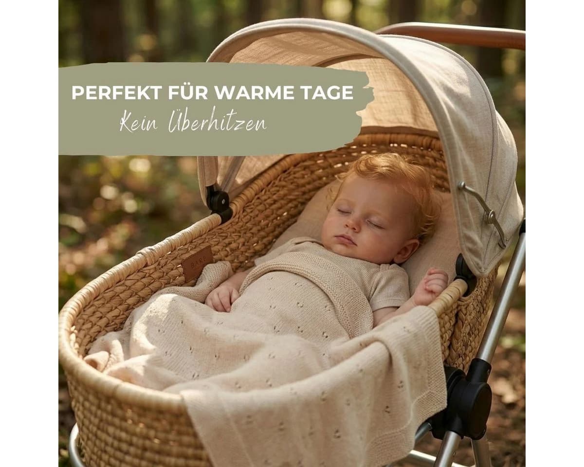 DIKOS Babydecke 100% Bio Baumwolle Strickdecke Beige - Bild 4