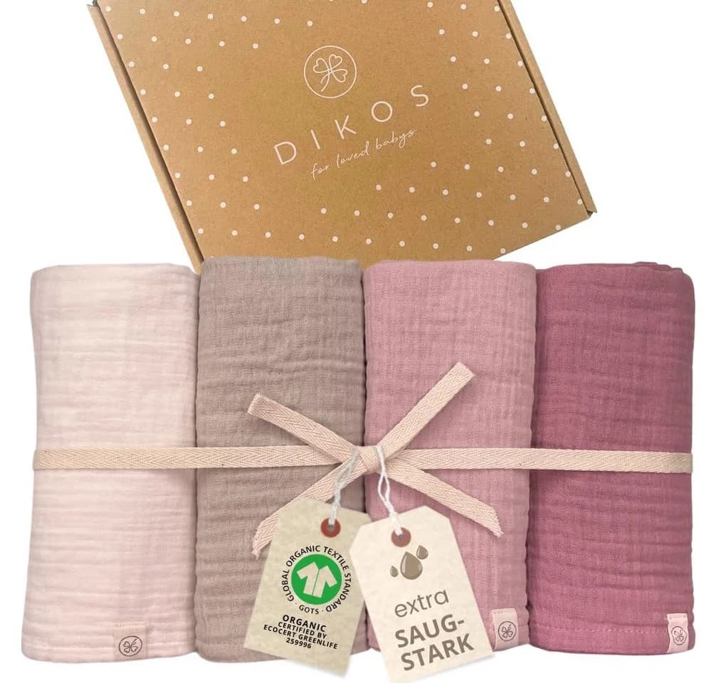 DIKOS Babydecke Mulltücher 4er-SET gekreppt 64x64 100% Bio-Baumwolle - Bild 2