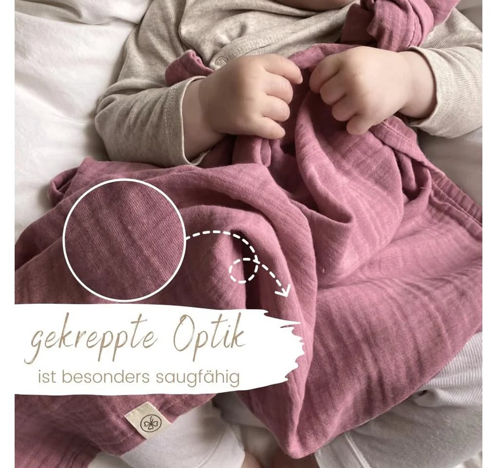 DIKOS Babydecke Mulltücher 4er-SET gekreppt 64x64 100% Bio-Baumwolle - Bild 5