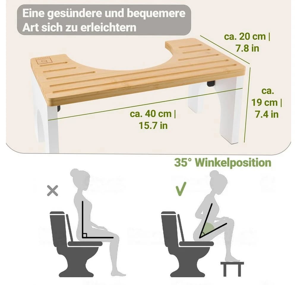 Benkstein Fußhocker Bambus Toilettenhocker Erwachsene klappbar