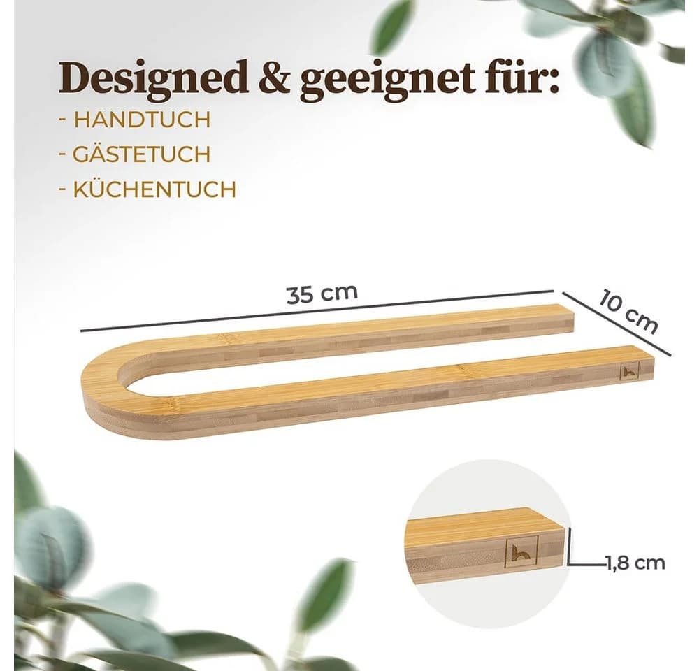 HENNEZ Handtuchhalter Bambus ohne Bohren Wand Bad - Bild 4
