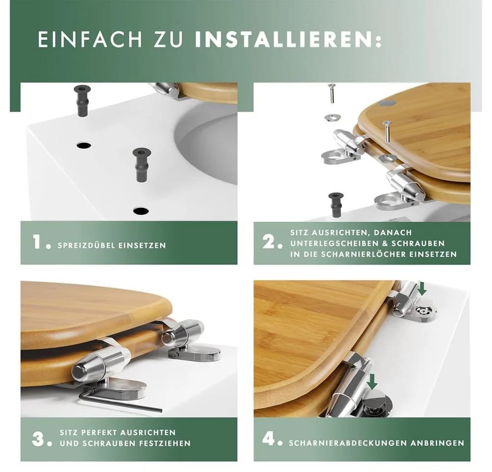 Benkstein WC-Sitz Premium Bambus mit Soft Close und Quick Release - Bild 4
