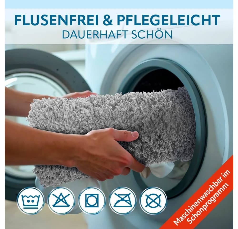 Benkstein WC-Vorleger Set 2-teilig Grau Polyester 1700g/m² rutschfest - Bild 4