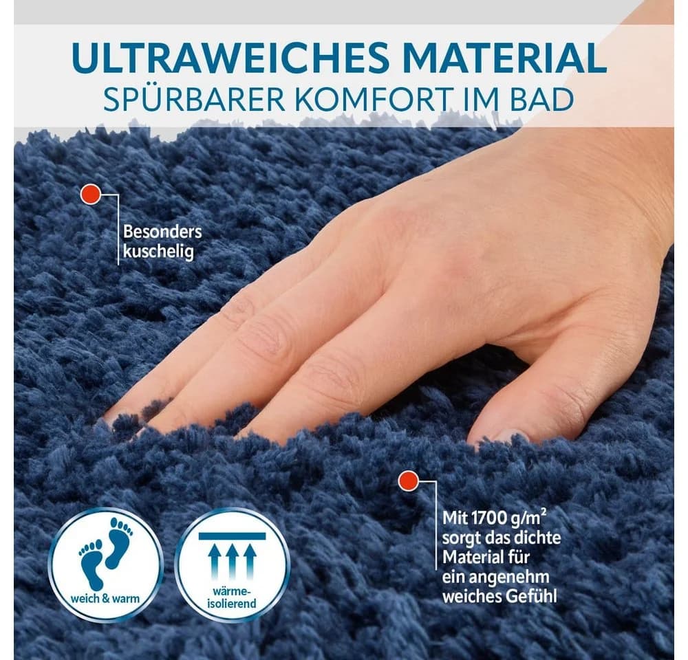 Benkstein Badematte Set 2-teilig Blau Polyester 1700g/m² - Bild 3