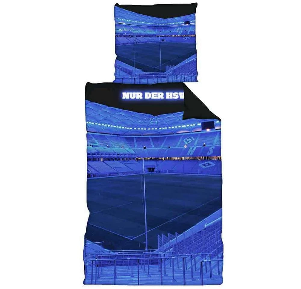 HSV Bettwäsche Stadion Set 135x200 cm + 80x80 cm, 100% Baumwolle