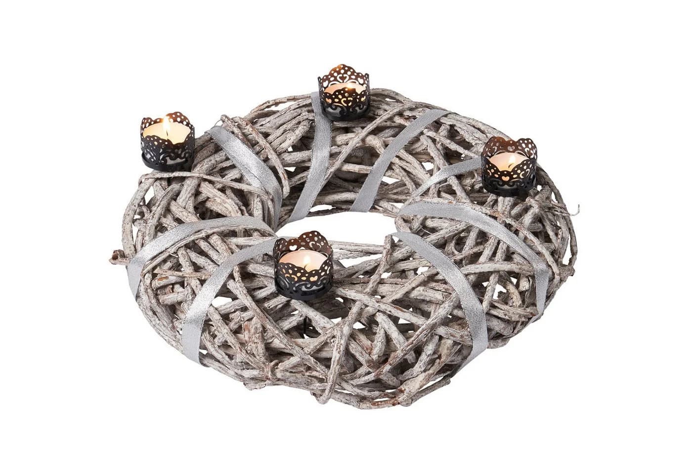 Mulano Adventskranzstecker 4er Set Schwarz Vintage Metall