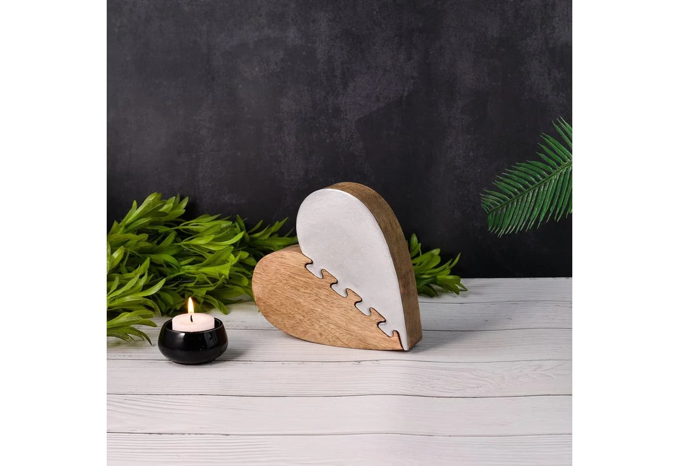 Marrakesch Orient & Mediterran Interior Herz-Puzzle Dekoobjekt Braun/Silber - Bild 5