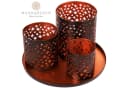 Marrakesch Orientalisches Teelichthalter-Set Schwarz mit Tablett Bild 1