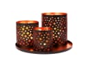 Marrakesch Orientalisches Teelichthalter-Set Schwarz mit Tablett Bild 2