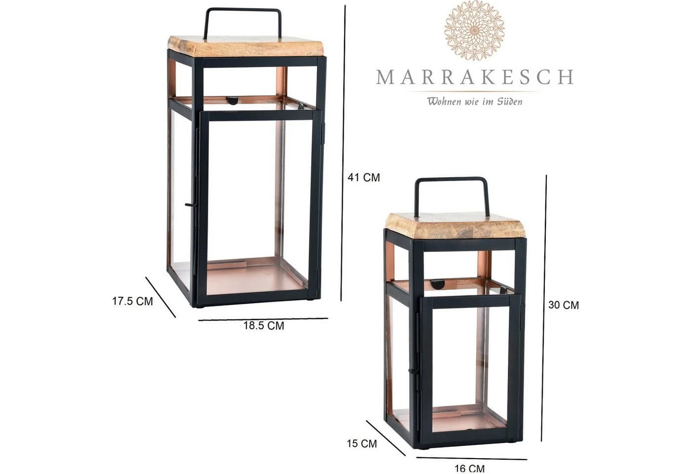 Marrakesch Orient & Mediterran Kerzenlaterne 2er Set Skandinavisches Design - Bild 4