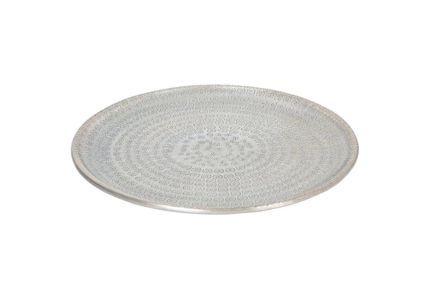 Marrakesch Orient & Mediterran Interior Vintage Tablett Silber 30cm Handarbeit