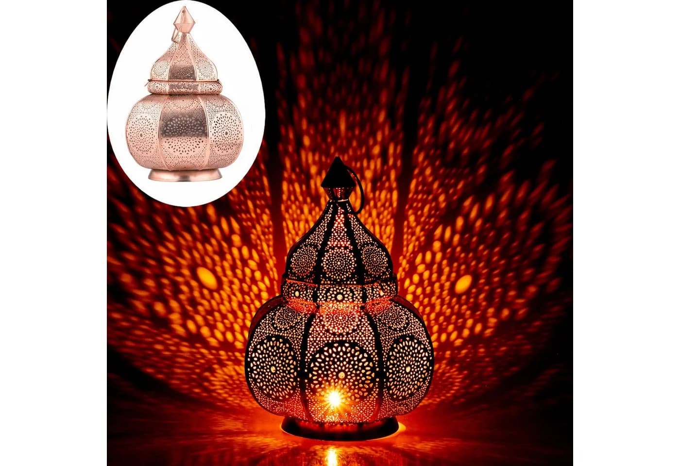 Marrakesch Orient & Mediterran Interior Nachttischlampe Orientalische Laterne Kupfer Handarbeit - Bild 2