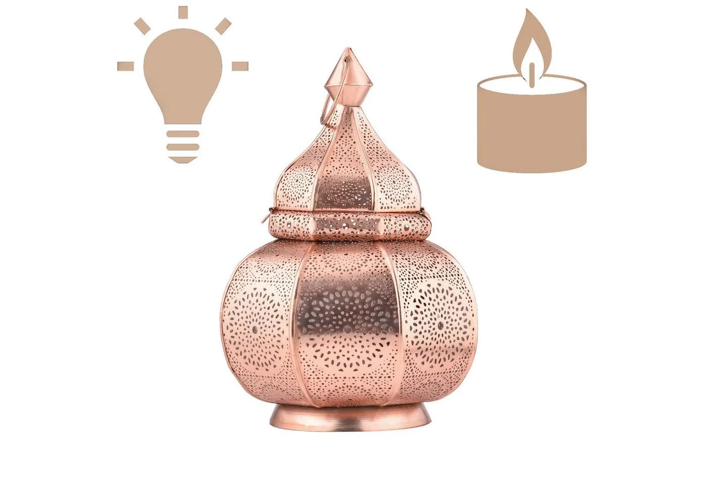 Marrakesch Orient & Mediterran Interior Nachttischlampe Orientalische Laterne Kupfer Handarbeit - Bild 3