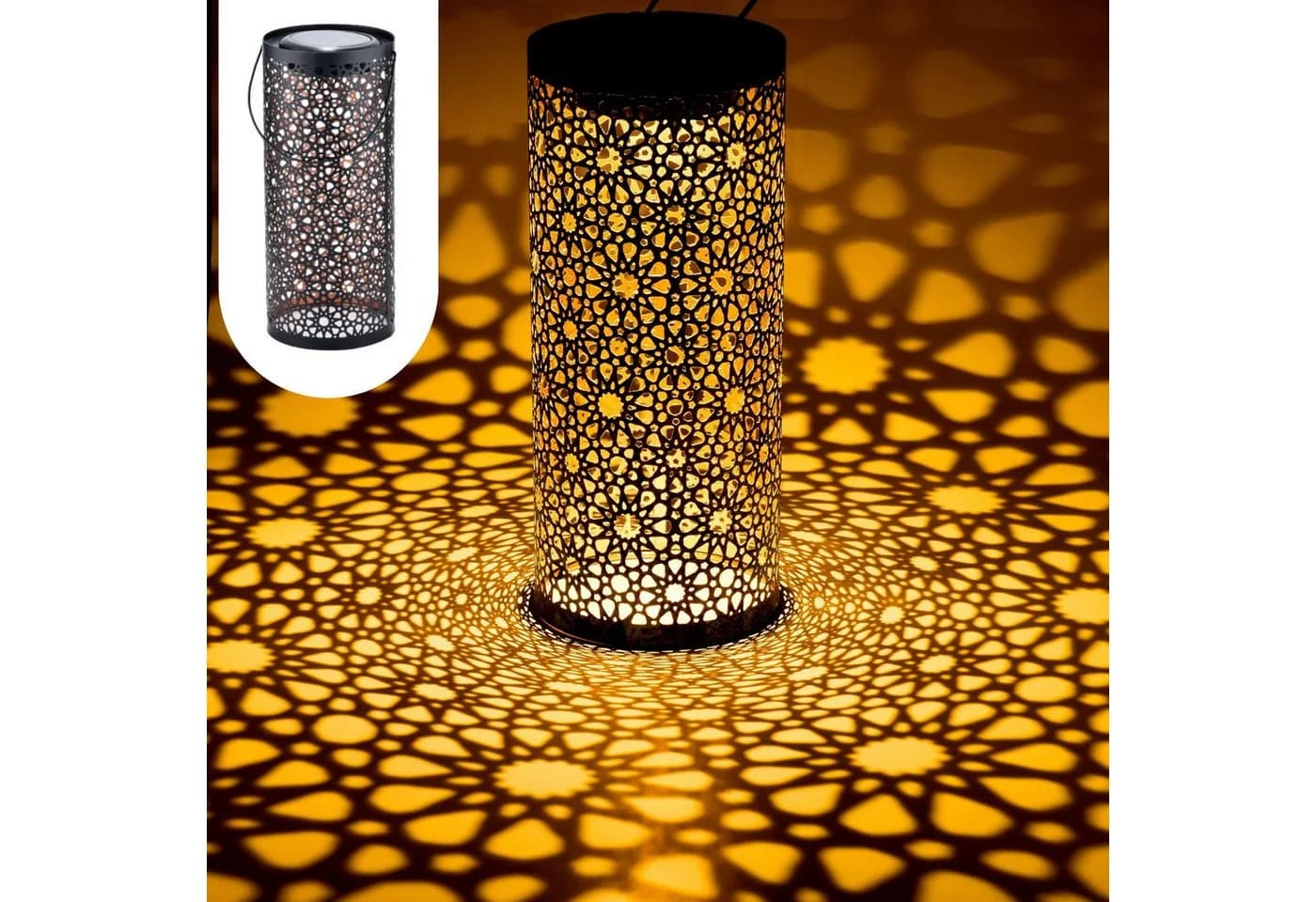 Marrakesch Orient & Mediterran Interior LED Solarleuchte 2er Set Schwarz