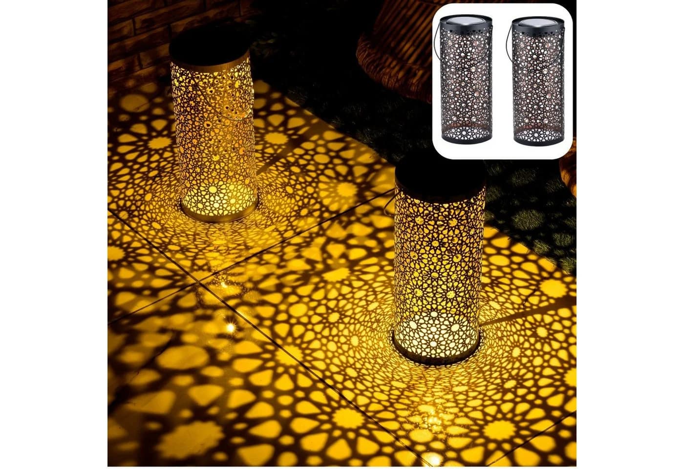 Marrakesch Orient & Mediterran Interior LED Solarleuchte 2er Set Schwarz - Bild 2