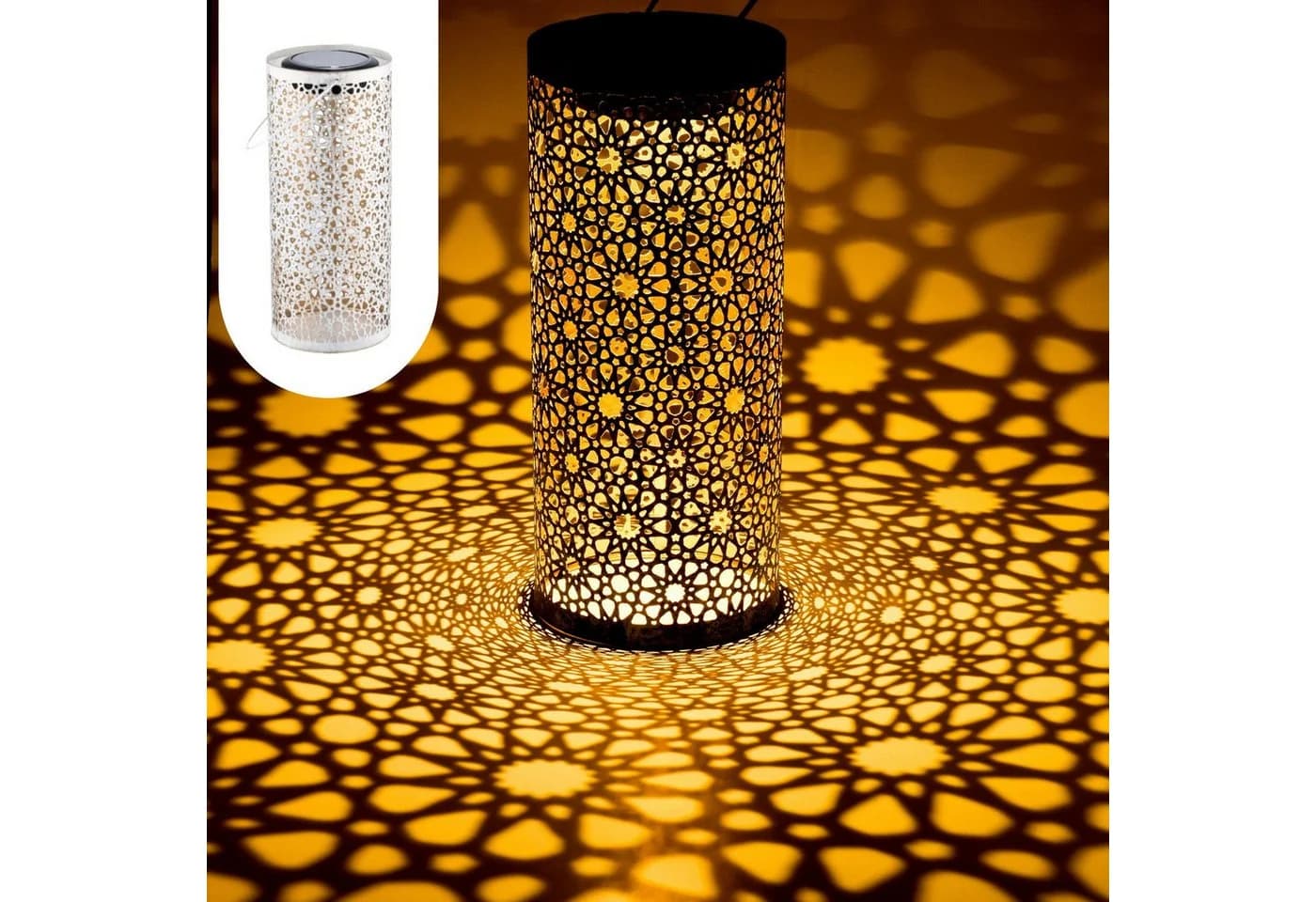 Marrakesch Orient & Mediterran Solarlaterne 2er Set Weiß