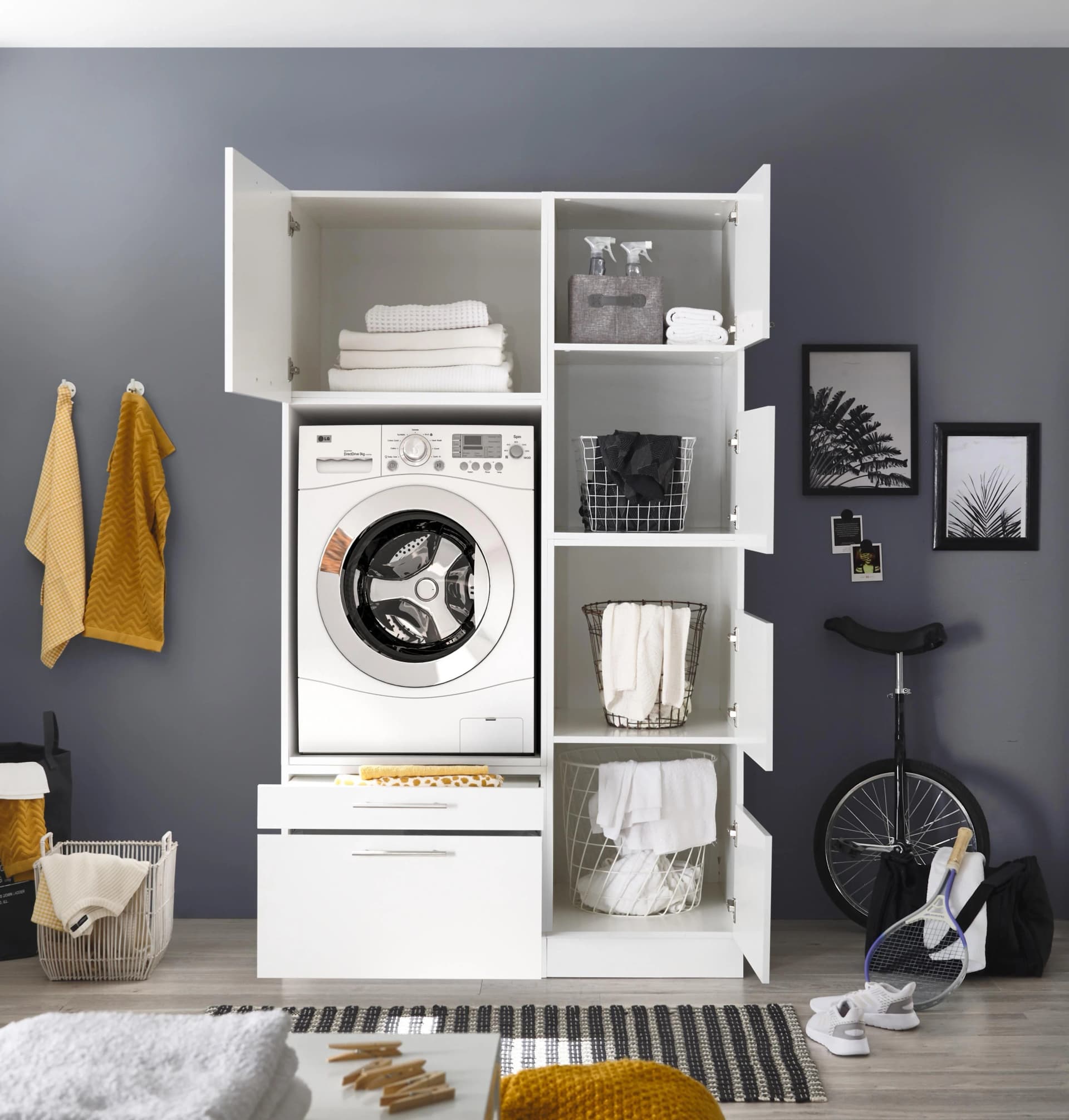 Mehrzweckschrank-Set RESPEKTA Clara-Set 8 Weiß Spanplatte