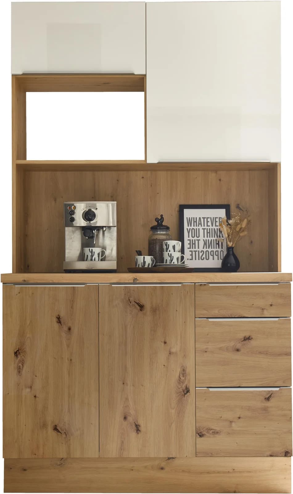 RESPEKTA Buffet Safado Weiß Hochglanz Artisan Eiche Soft-Close