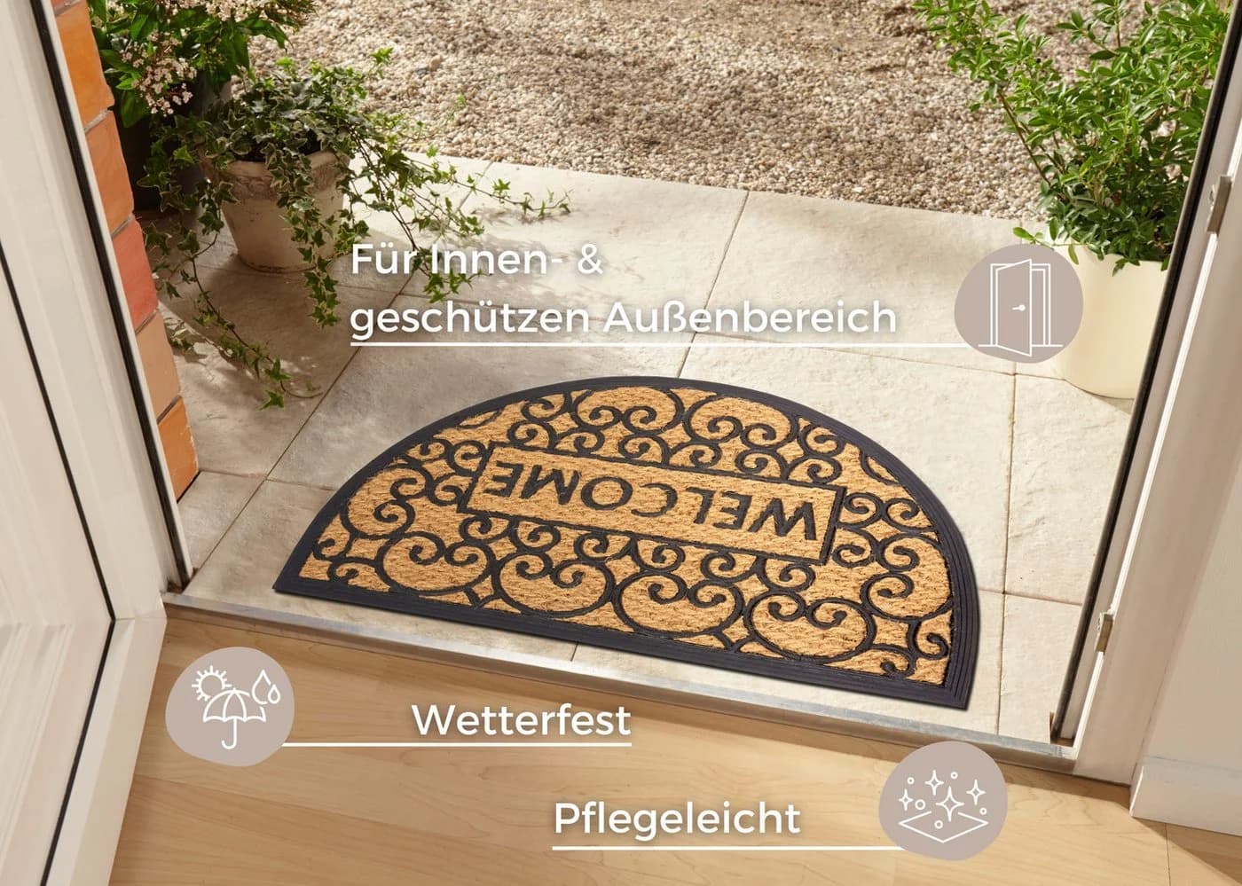 HANSE HOME Fußmatte Willkommen Braun Schwarz Rutschfest