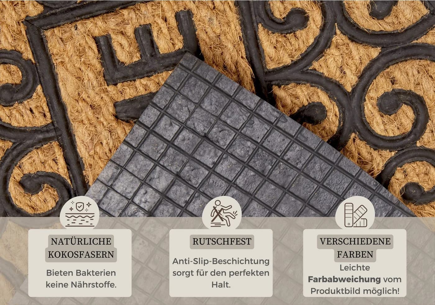 HANSE HOME Fußmatte Willkommen Braun Schwarz Rutschfest - Bild 3