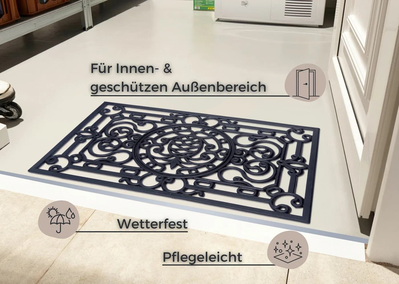 Hanse Home Fußmatte Pineapple Schwarz Gummi Rutschfest