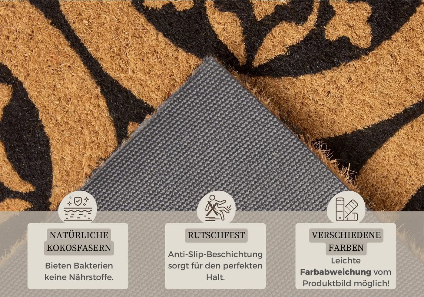 HANSE HOME Fußmatte Ornaments Braun Schwarz Kokos Rutschfest - Bild 3