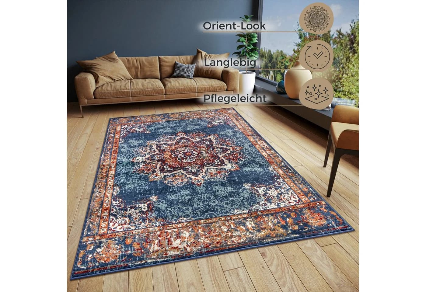 HANSE HOME Teppich Maderno Orientalisch Blau Kurzflor - Bild 3