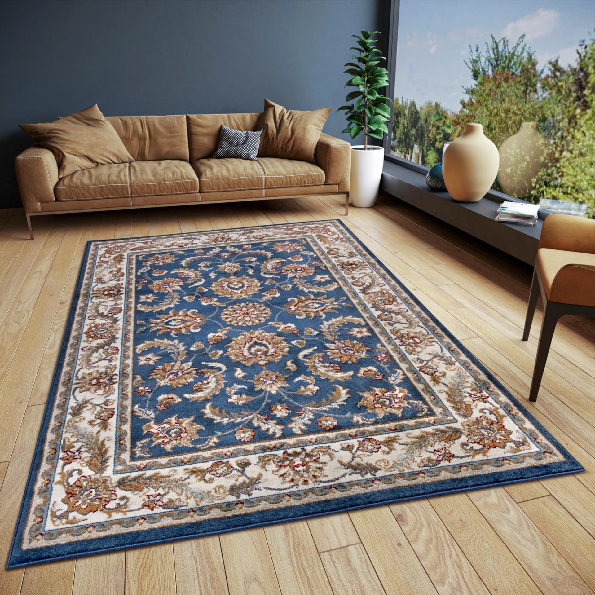 HANSE HOME Teppich Reni Orientalisch Blau Creme Kurzflor
