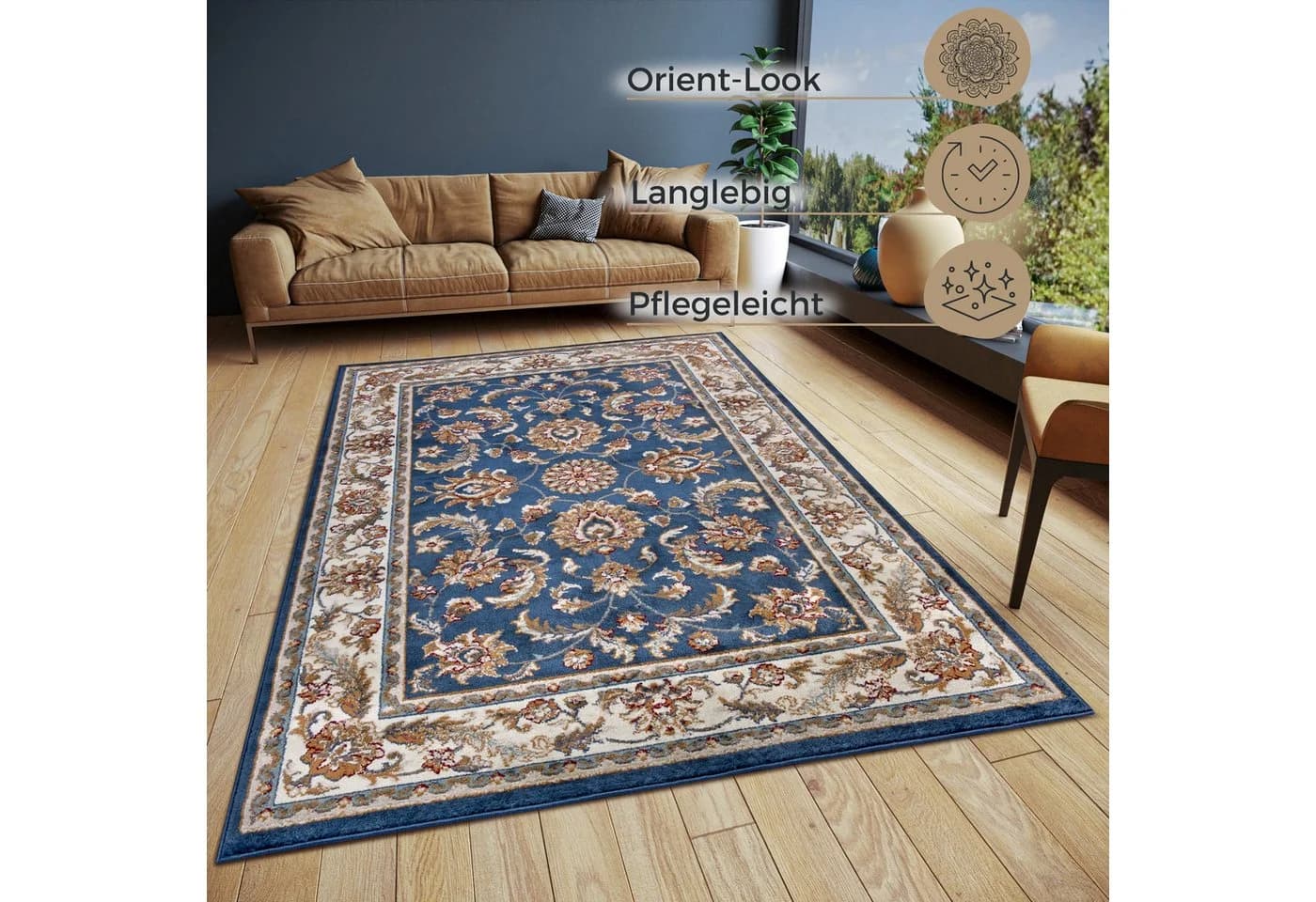 HANSE HOME Teppich Reni Orientalisch Blau Creme Kurzflor - Bild 3