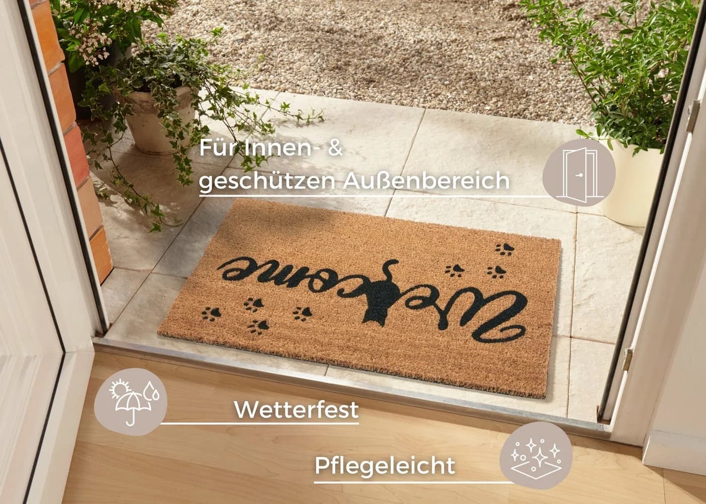 HANSE HOME Fußmatte Mix Mats Kokos Cat Paws Braun