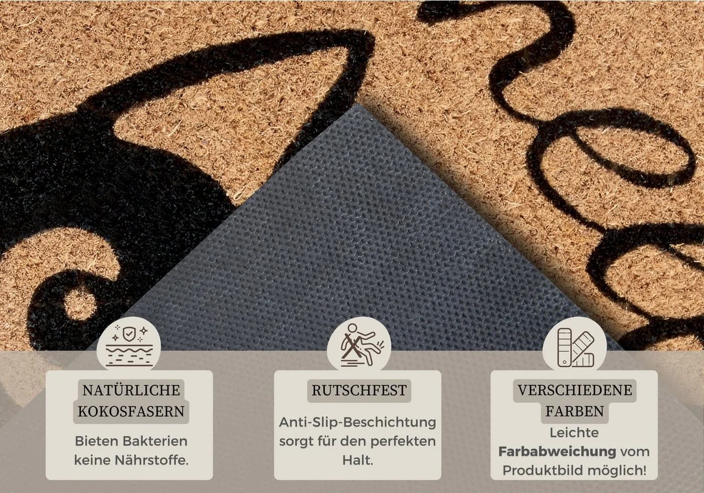 Hanse Home Fußmatte Kokos Katzenmotiv Beige - Bild 3