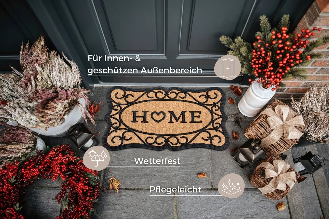 HANSE HOME Fußmatte Schwarz Gummi-Kokos Rechteckig Rutschfest
