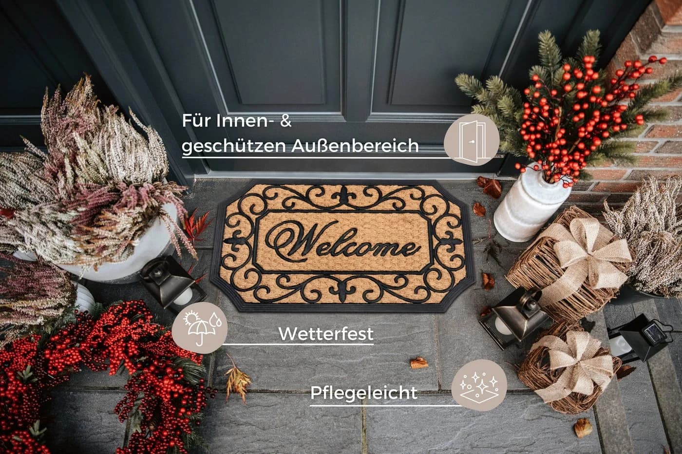 HANSE Home Fußmatte Gummi-Kokos Braided Classic Welcome Ornament