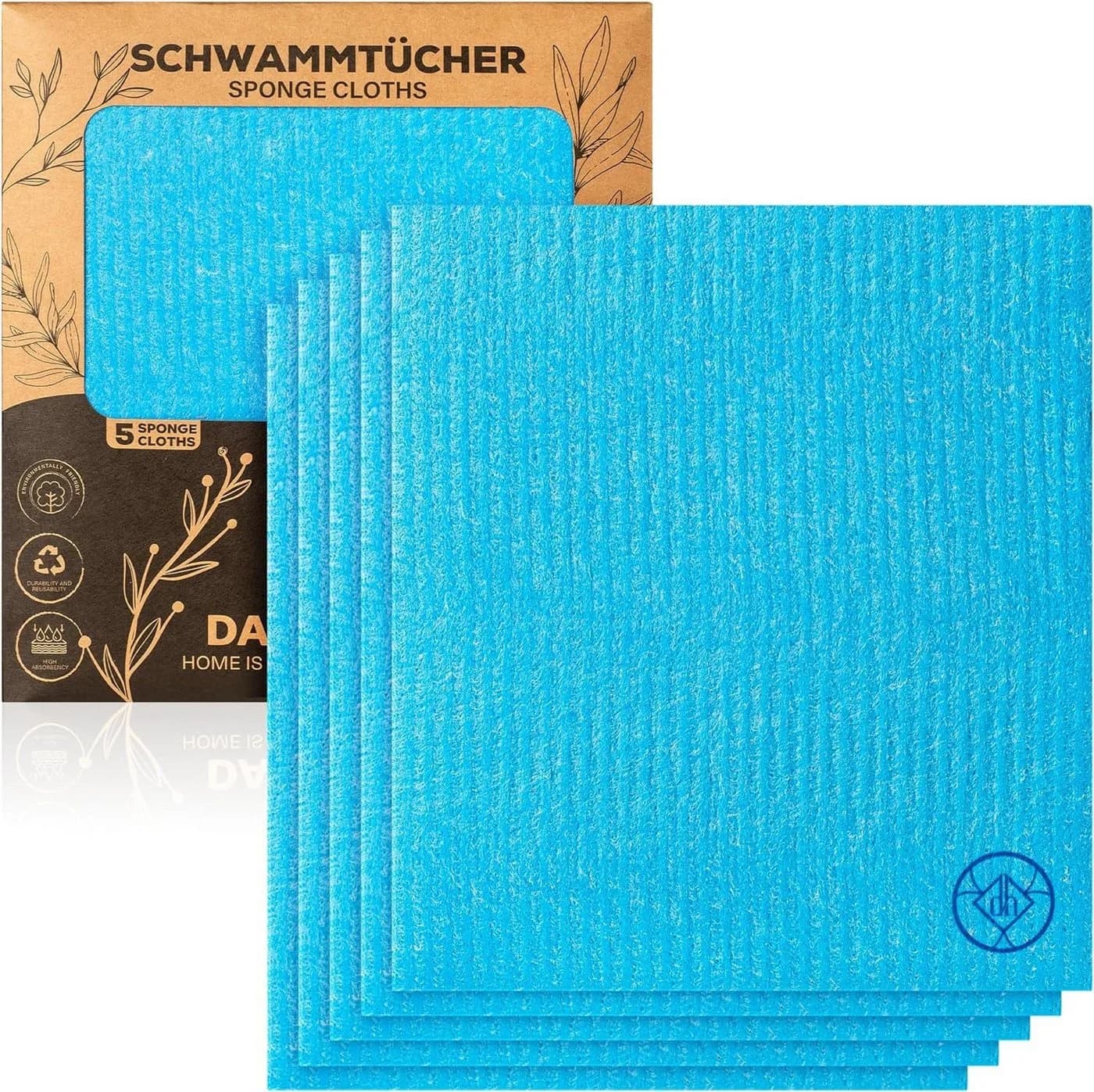 DANIHOME Schwammtuch 5er Set Sky Blue Öko-freundlich & Saugfähig - Bild 2
