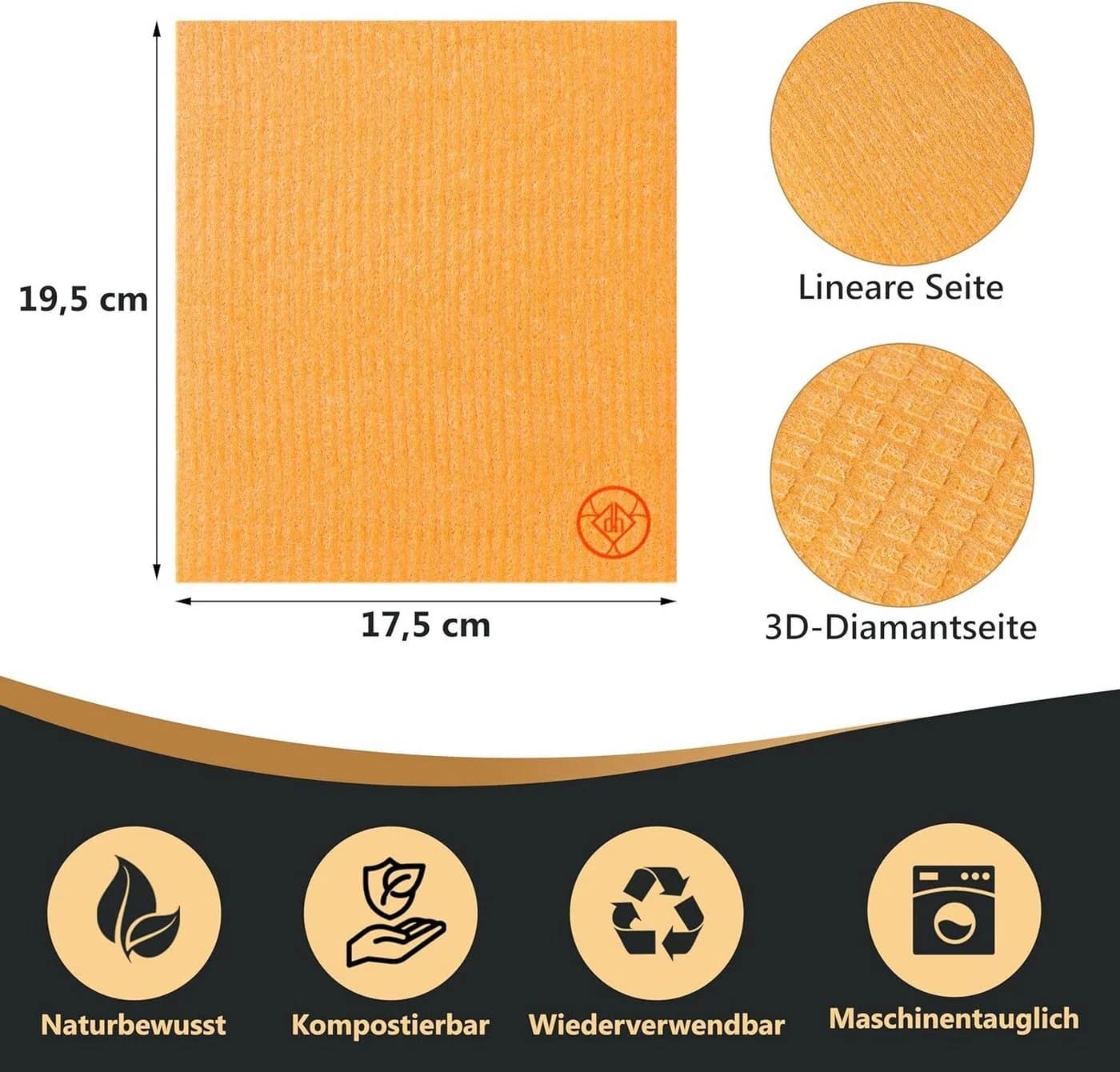 DANIHOME Schwammtuch EcoClean 5er-Set Rosa Zellstoff Baumwolle - Bild 3