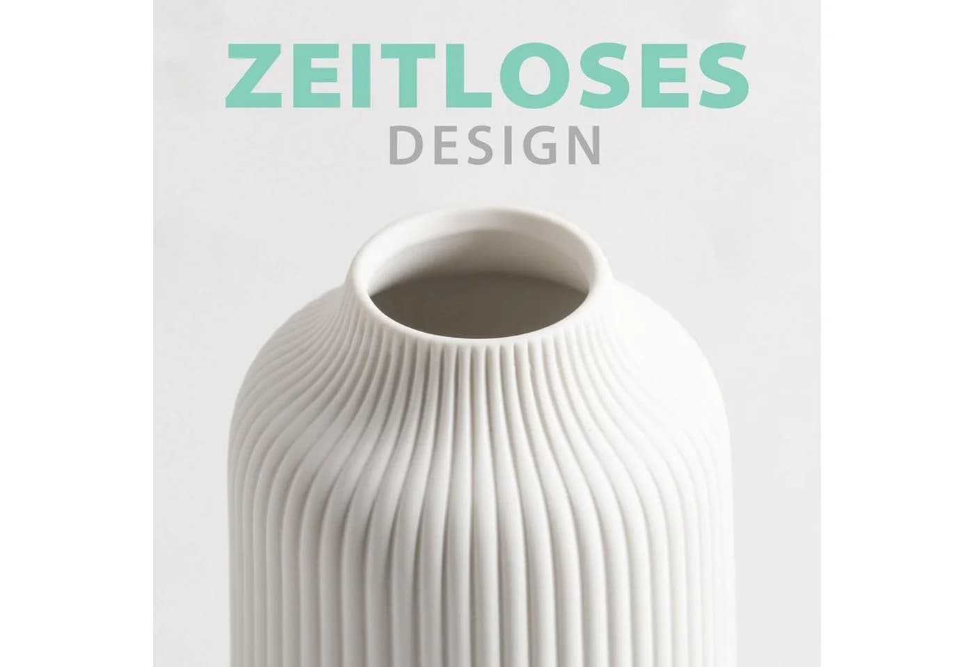 flature Tischvase Keramik 2er-Set Weiß mit Rillen - Bild 4