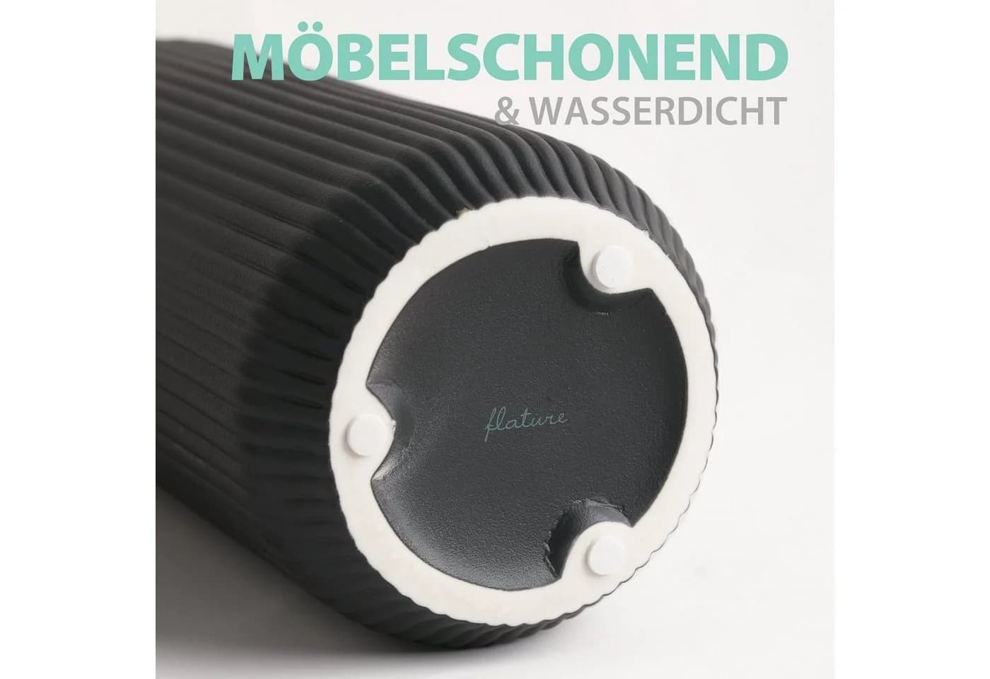 flature Tischvase Keramik 2er-Set Schwarz mit Rillen - Bild 5