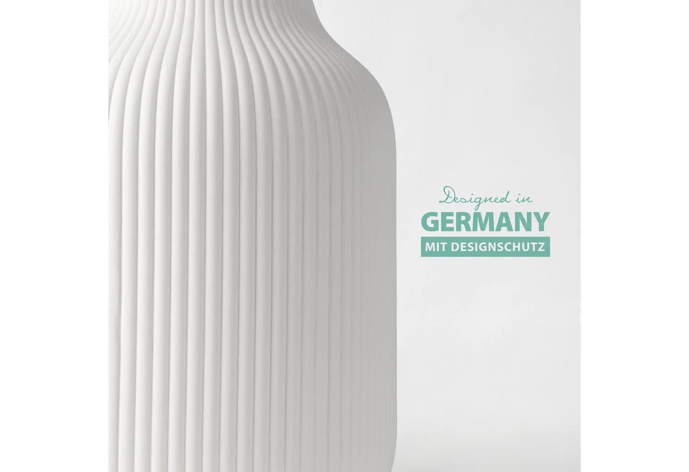 flature Dekovase mit Rillen Weiß Keramik Matt - Bild 3